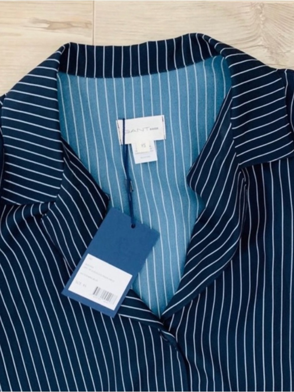 NWT Gant Navy Pinstripe Sleeveless Tie-Waist Dress XS - Picture 6 of 6